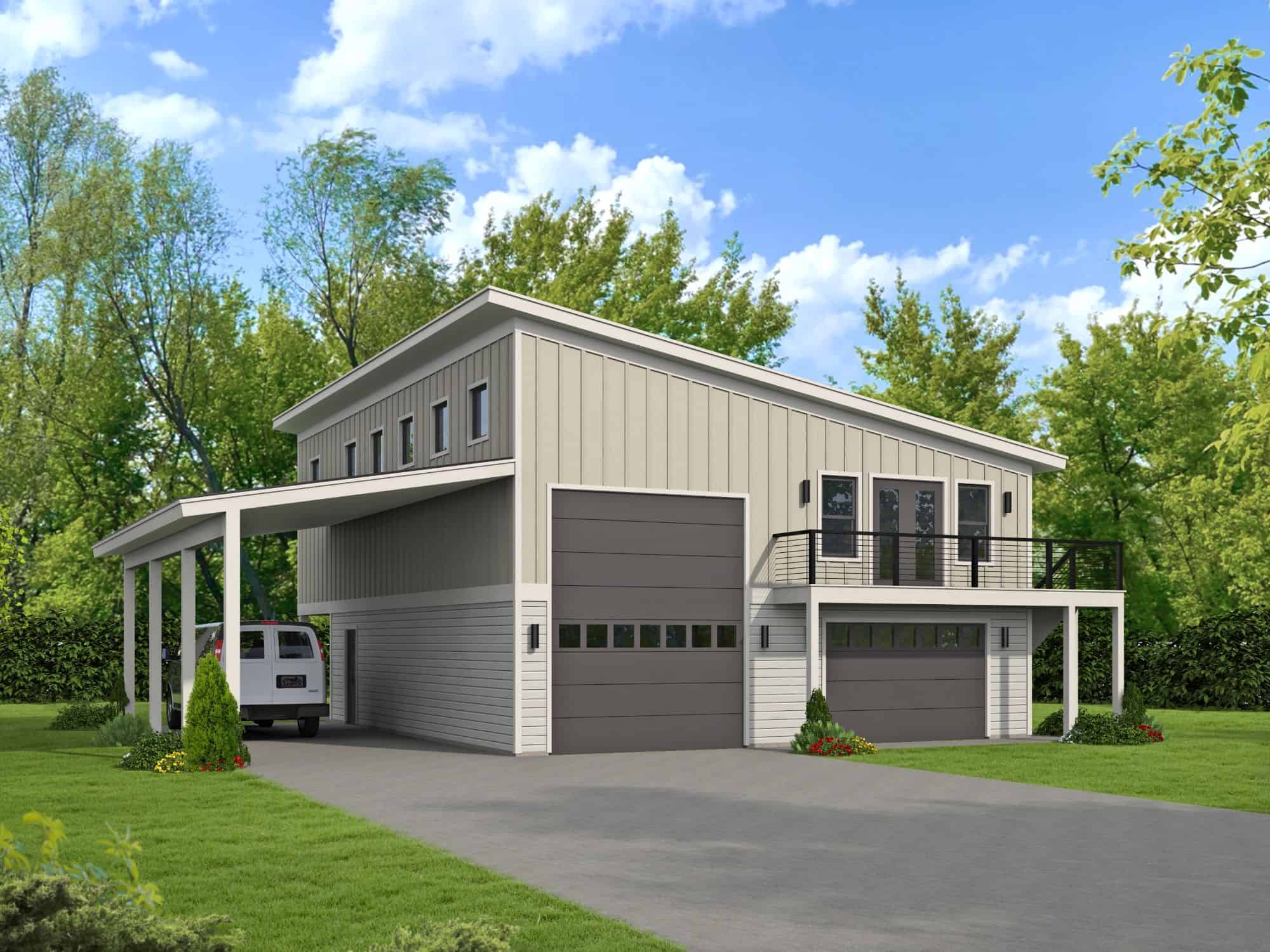 2-Bedroom, 784 Sq Ft Garage w/Apartments Home Plan - 196-1868 - Main Exterior