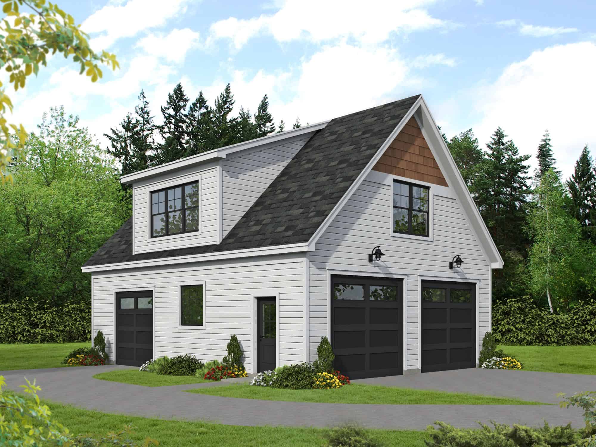 1-Bedroom, 810 Sq Ft Garage w/Apartments Home Plan - 196-1870 - Main Exterior