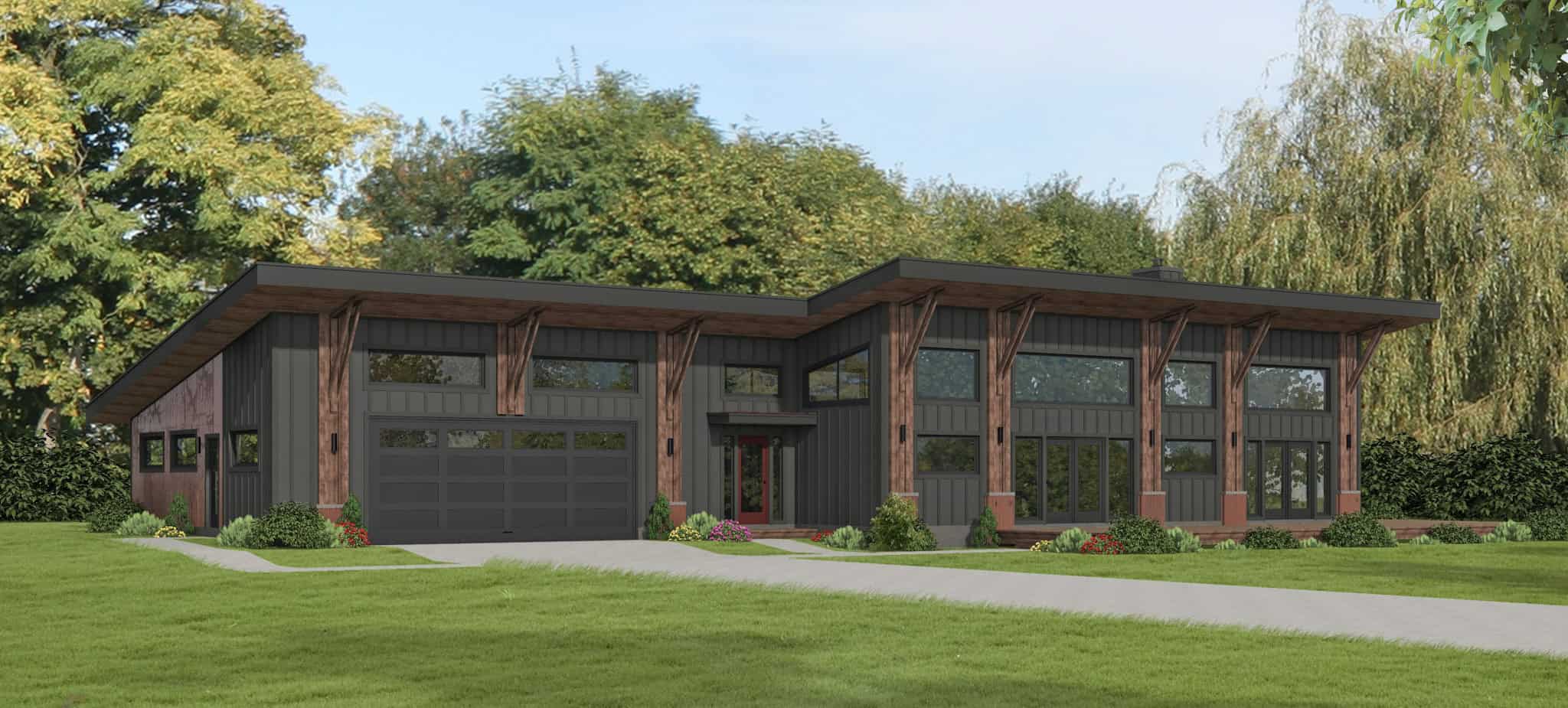 Contemporary Home Plan - 2 Bedrms, 2.5 Baths - 1923 Sq Ft - #196-1898