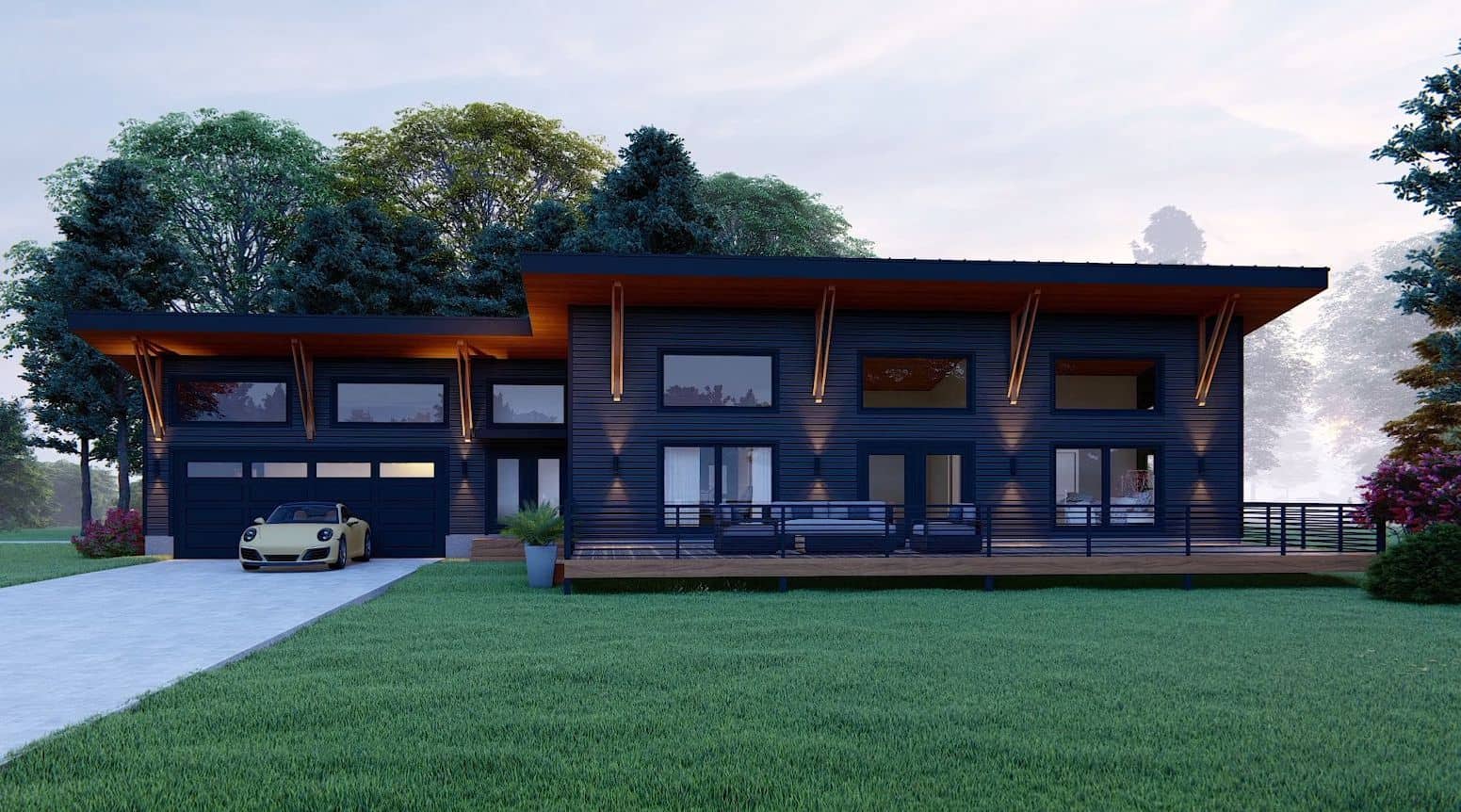 2-Bedroom, 1932 Sq Ft Modern House Plan - 196-1899 - Front Exterior