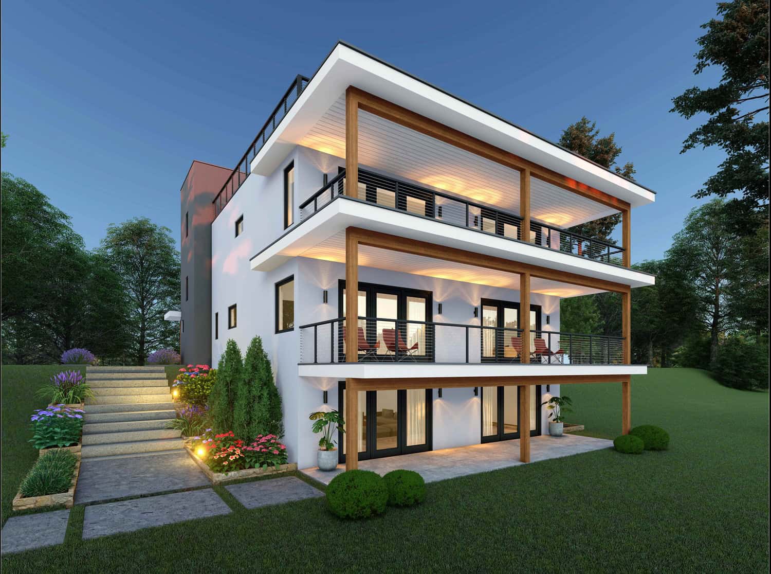 Front elevation of Contemporary home (ThePlanCollection: House Plan #196-1952)
