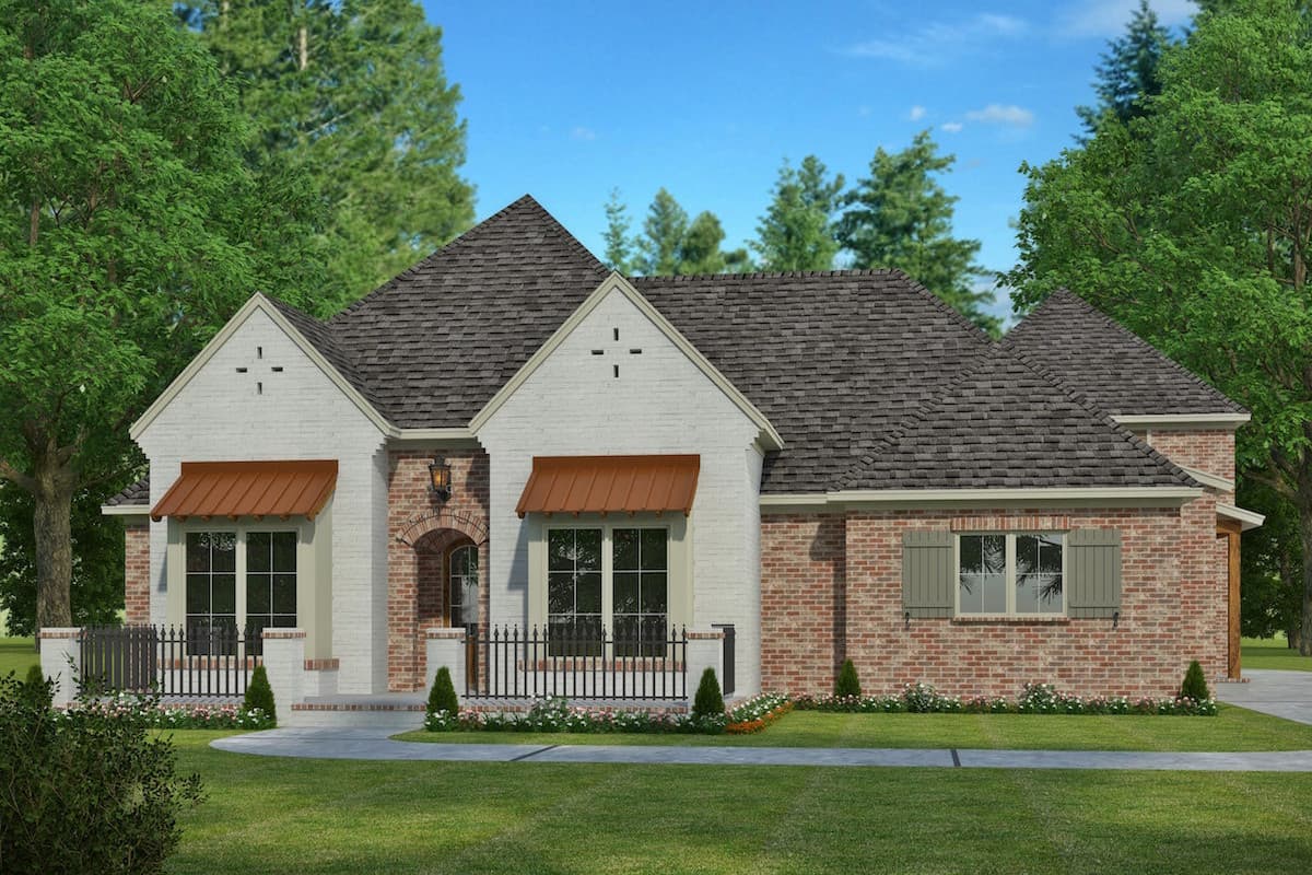 4-Bedroom, 3245 Sq Ft French House Plan - 197-1007 - Front Exterior