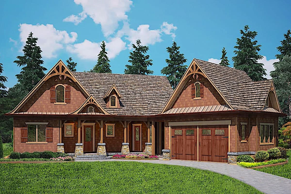 3-Bedroom, 1984 Sq Ft Cottage House Plan - 198-1052 - Front Exterior