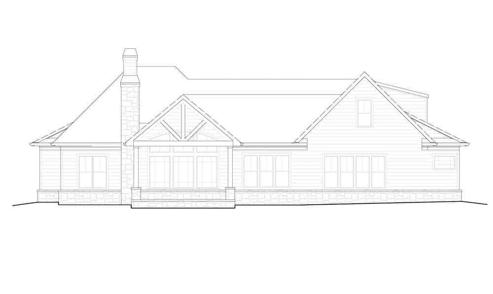 Home Plan Rear Elevation of this 4-Bedroom,2880 Sq Ft Plan -198-1140