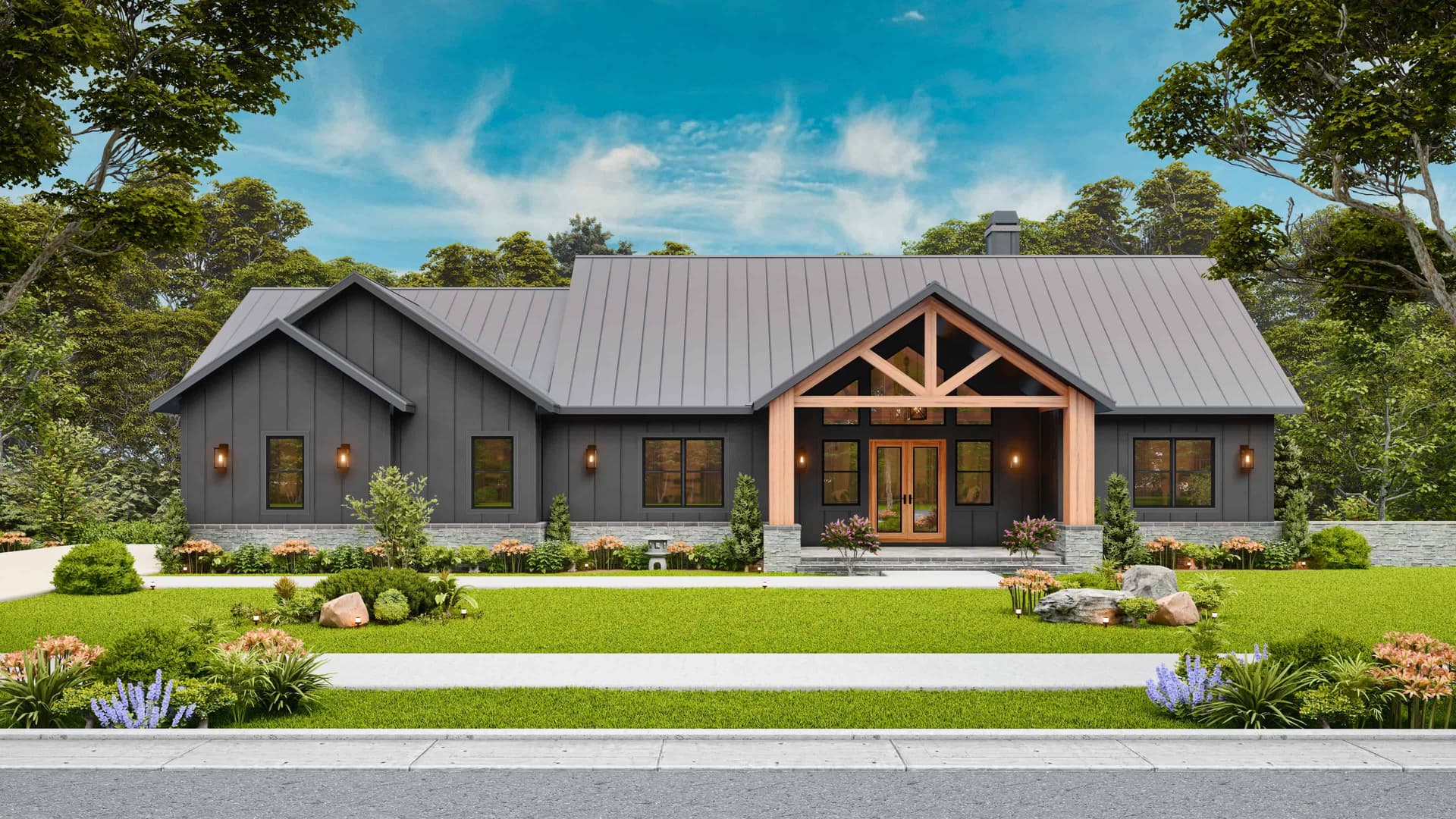 4-Bedroom, 3402 Sq Ft Modern Farmhouse Home Plan - 198-1166 - Main Exterior