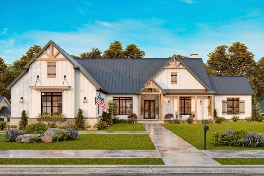 Modern Farmhouse Home Plan - 4 Bedrms, 3.5 Baths - 3849 Sq Ft - #198-1170