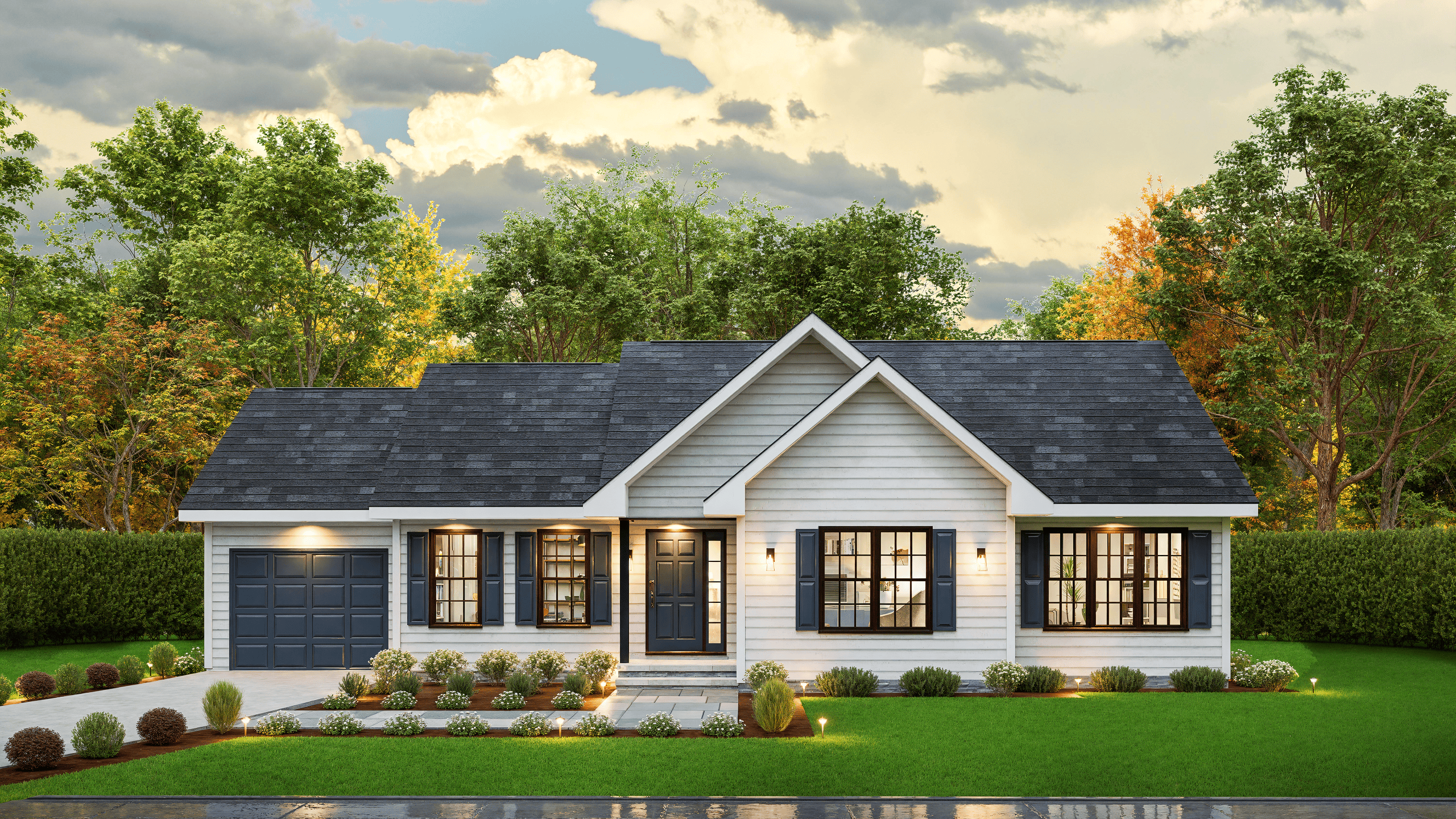 traditional country ranch Plan - 3 Bedrms, 2 Baths - 1297 Sq Ft - #198-1224