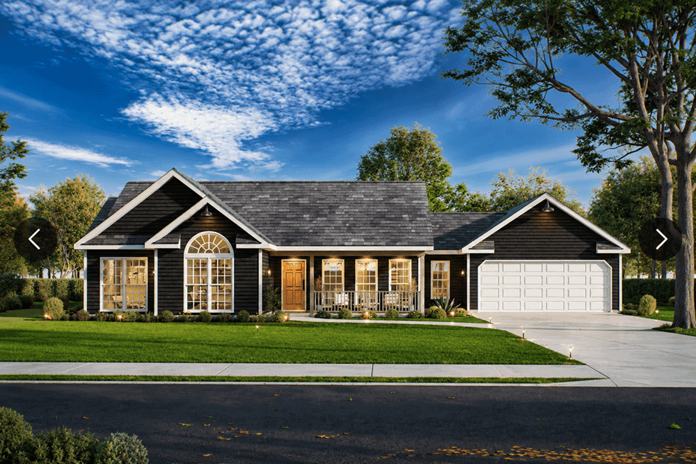A Traditional Ranch home with covered front porch, gable roofline, and vinyl siding. 3 beds, 2 baths, 1,500 sq ft - Plan #198-1229
