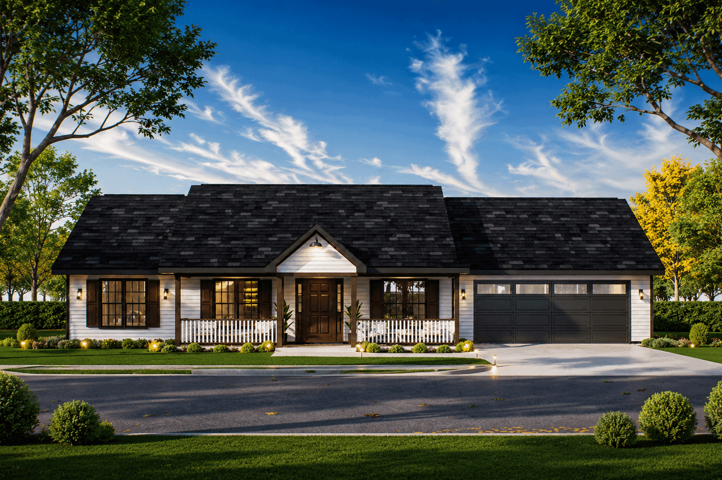 A Ranch home with gable roofline, wood lap siding, and a covered front porch supported by simple posts. 3 beds, 1,334 sq ft - Plan #198-1243