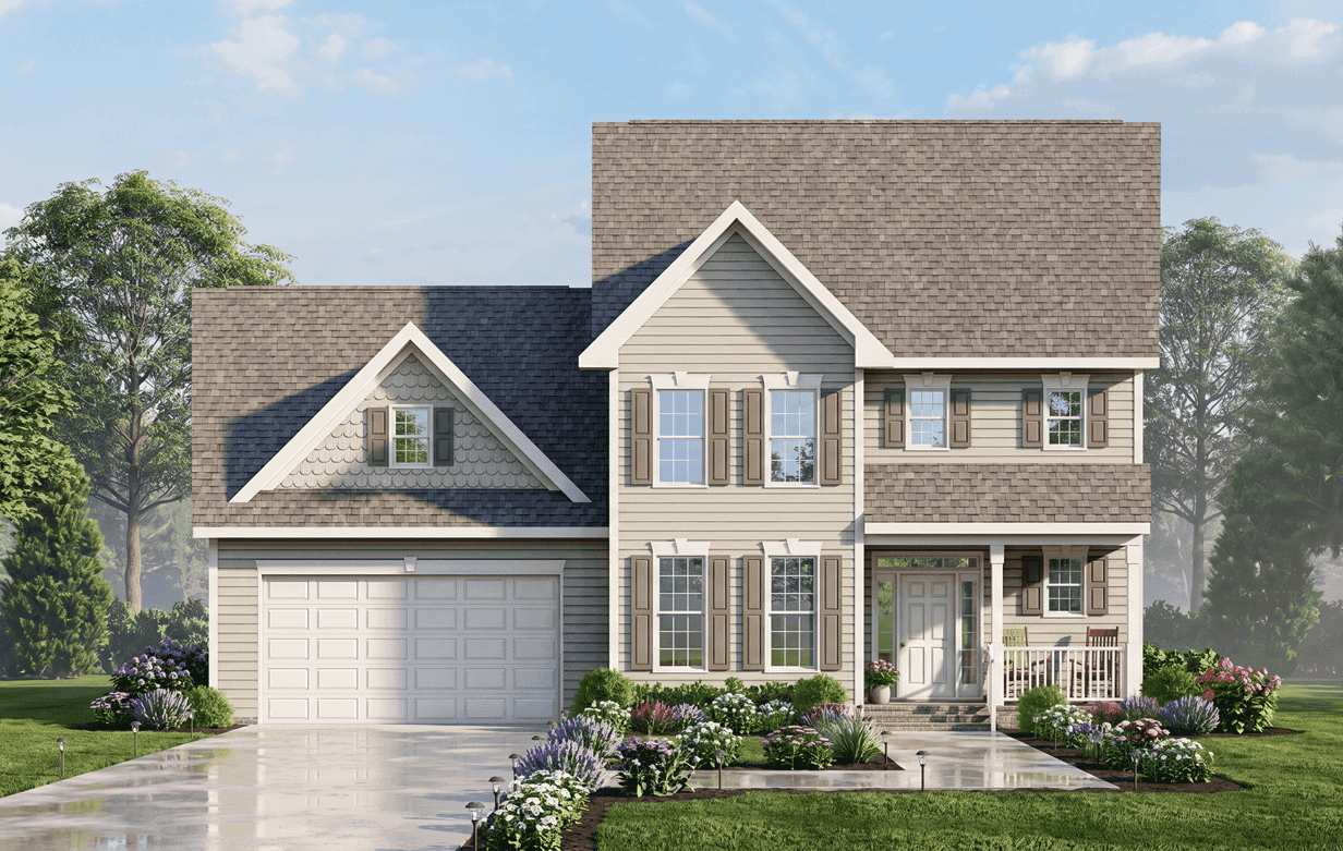 A 2-story Craftsman home with covered front porch and gable roofline. 3 beds, 2.5 baths, 1,872 sq ft - Plan #198-1261.