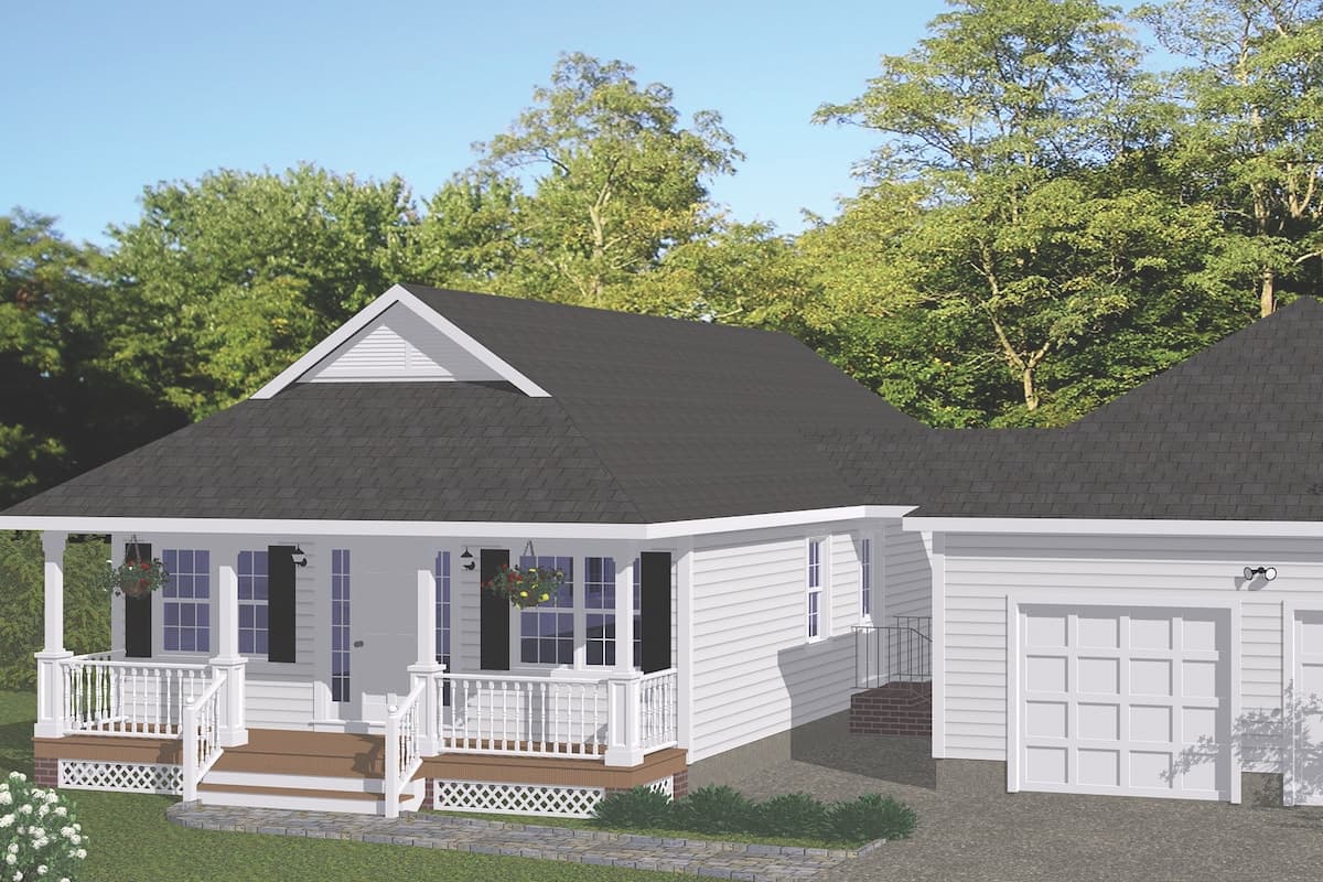 3-Bedroom, 1226 Sq Ft Cottage Home Plan - 200-1009 - Main Exterior
