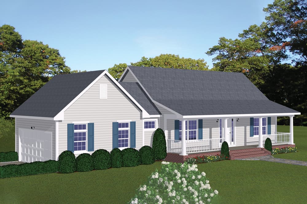 2-Bedroom, 1085 Sq Ft Cottage House Plan - 200-1017 - Front Exterior