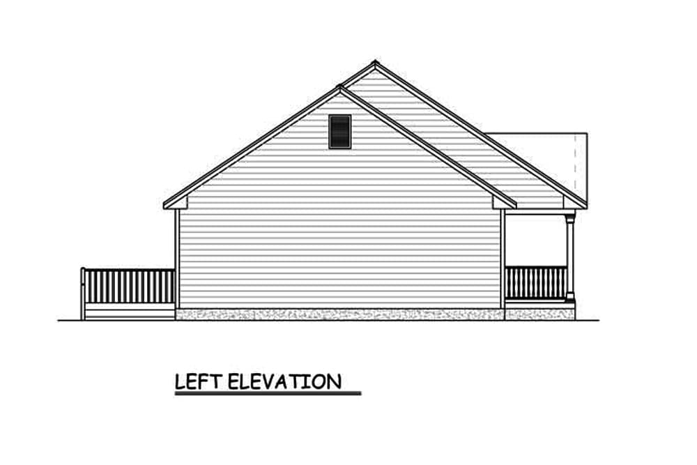 Home Plan Left Elevation of this 3-Bedroom,1400 Sq Ft Plan -200-1060