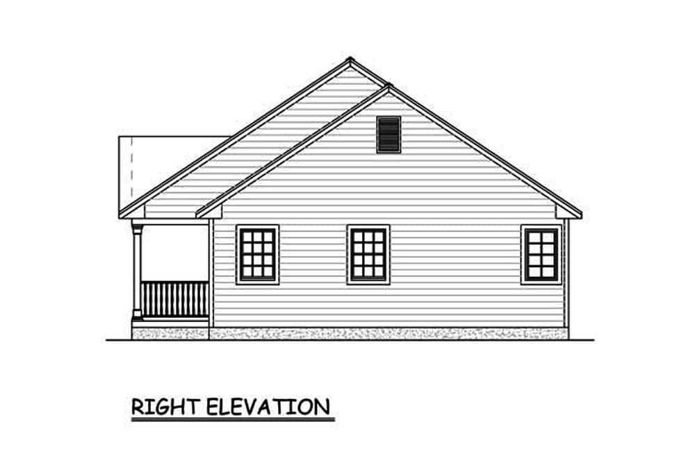 Home Plan Right Elevation of this 3-Bedroom,1400 Sq Ft Plan -200-1060