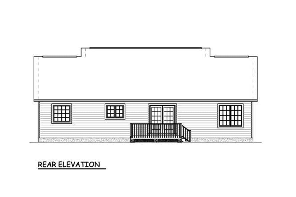 Home Plan Rear Elevation of this 3-Bedroom,1400 Sq Ft Plan -200-1060