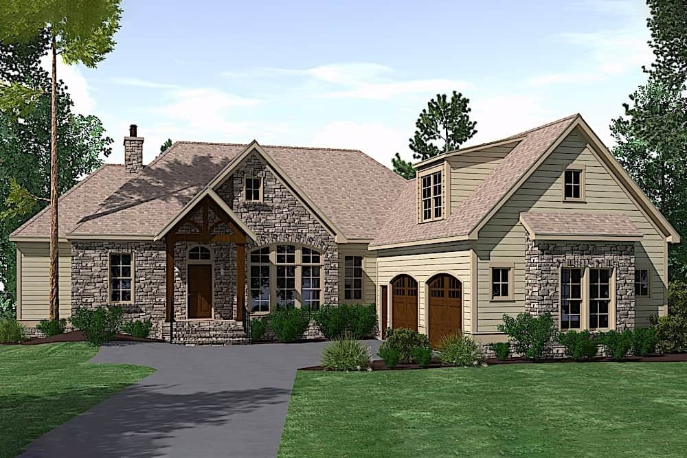 3-Bedroom, 2527 Sq Ft European - House #Plan #201-1012 - Front Exterior