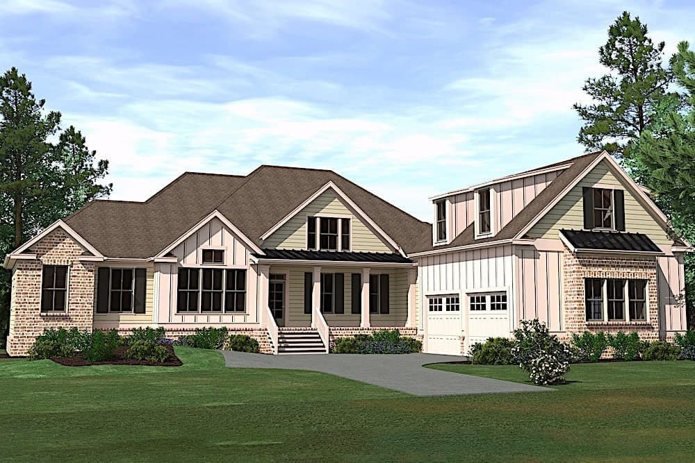 4-Bedroom, 3319 Sq Ft Farmhouse Home - Plan #201-1019 - Main Exterior