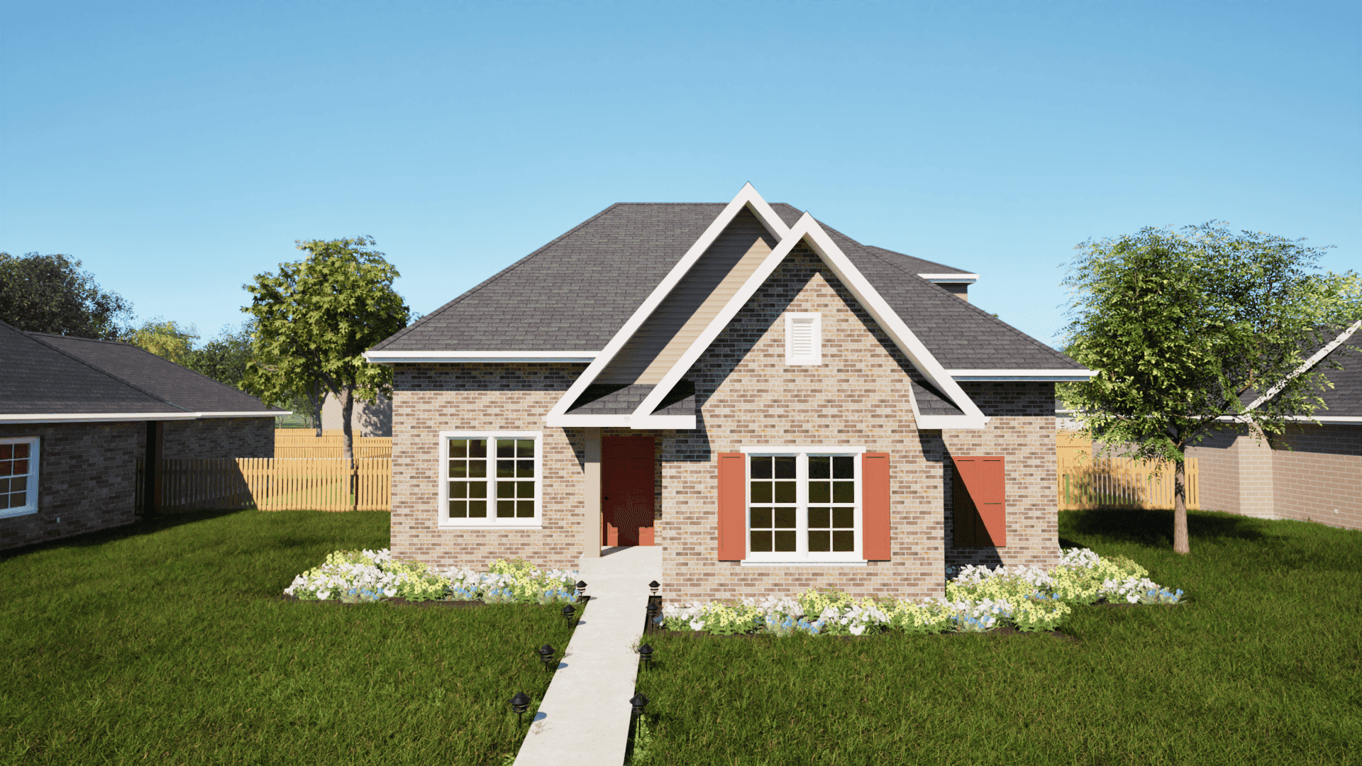 3-Bedroom, 1411 Sq Ft Texas Style House Plan - 203-1017 - Front Exterior