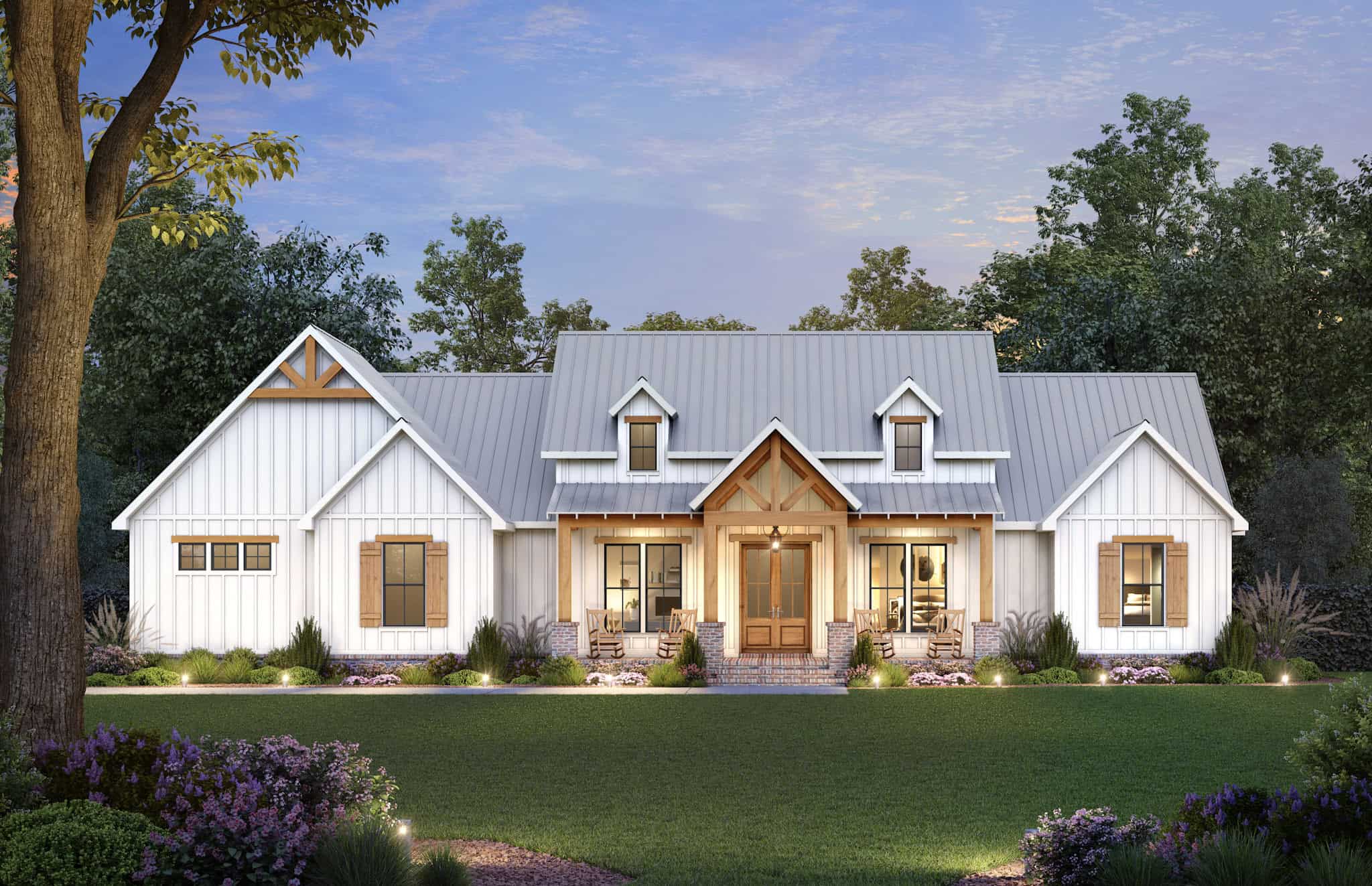 Farmhouse Home Plan - 4 Bedrms, 3.5 Baths - 2343 Sq Ft - #206-1077