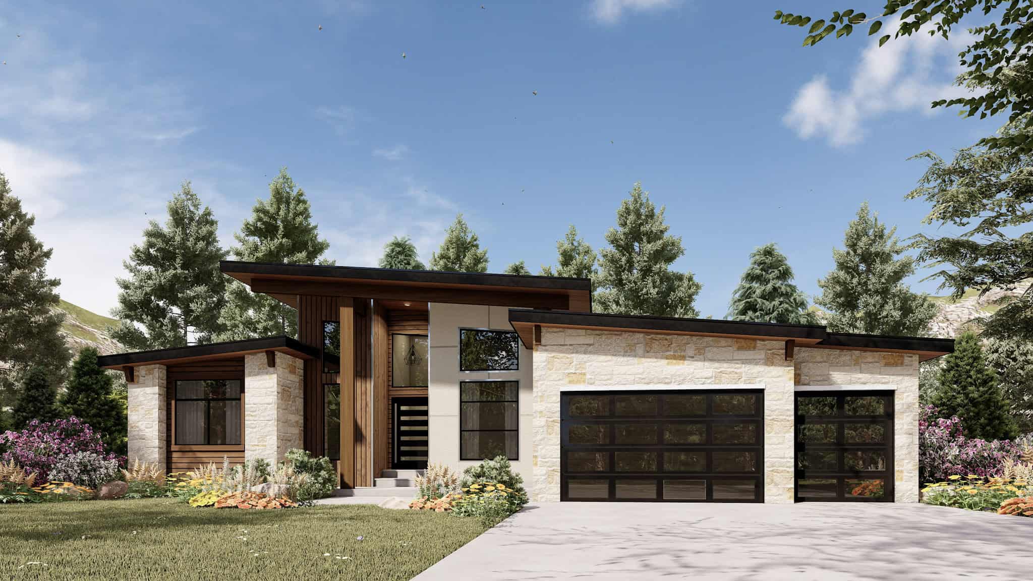 4-Bedroom, 3743 Sq Ft Modern Home Plan - 208-1045 - Main Exterior