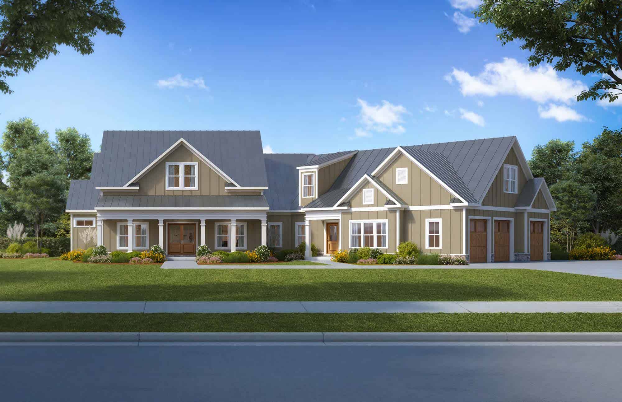 3-Bedroom, 3786 Sq Ft Craftsman Home Plan - 213-1007 - Main Exterior