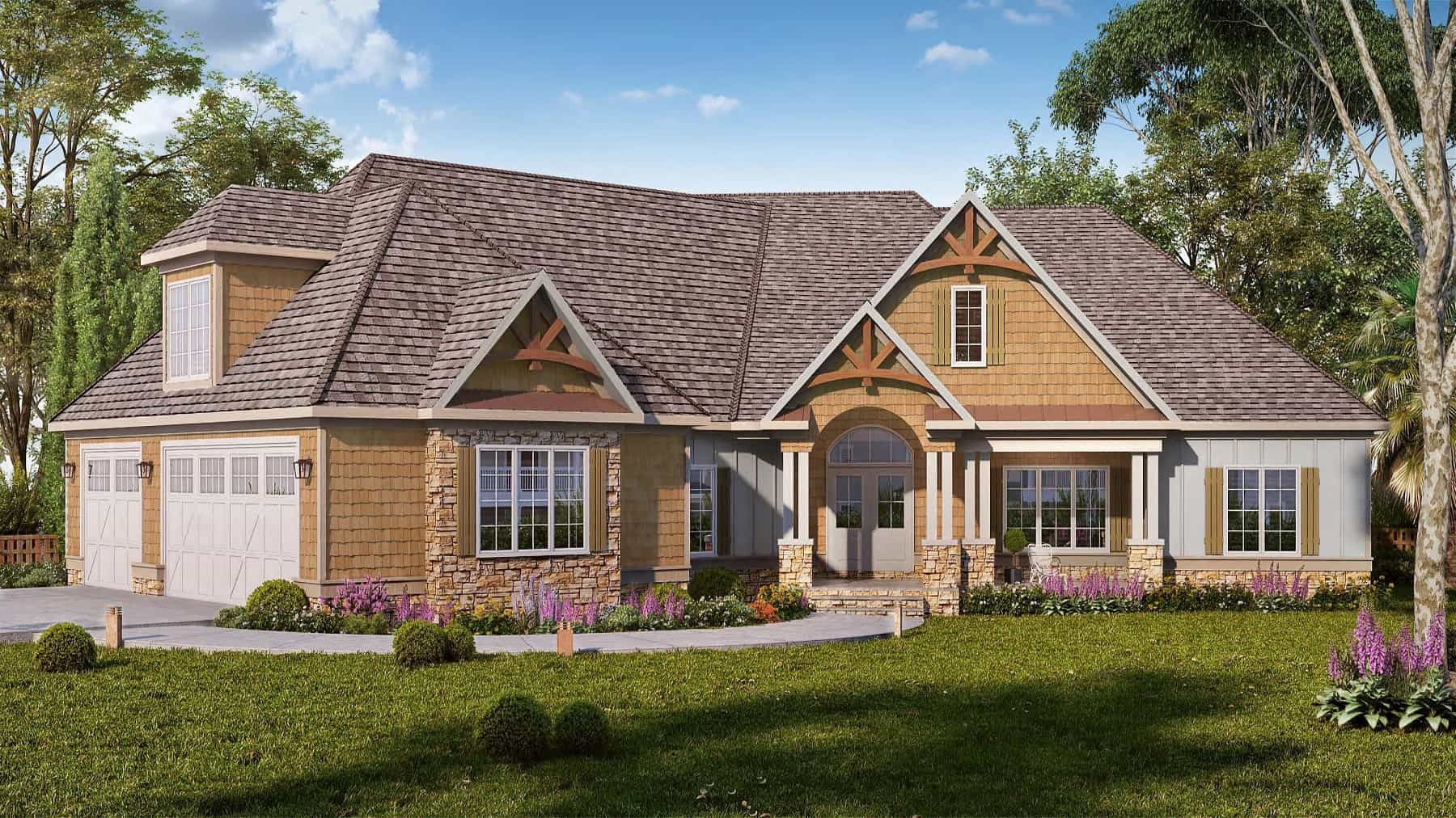 Craftsman Home Plan - 4 Bedrms, 4 Baths - 3337 Sq Ft