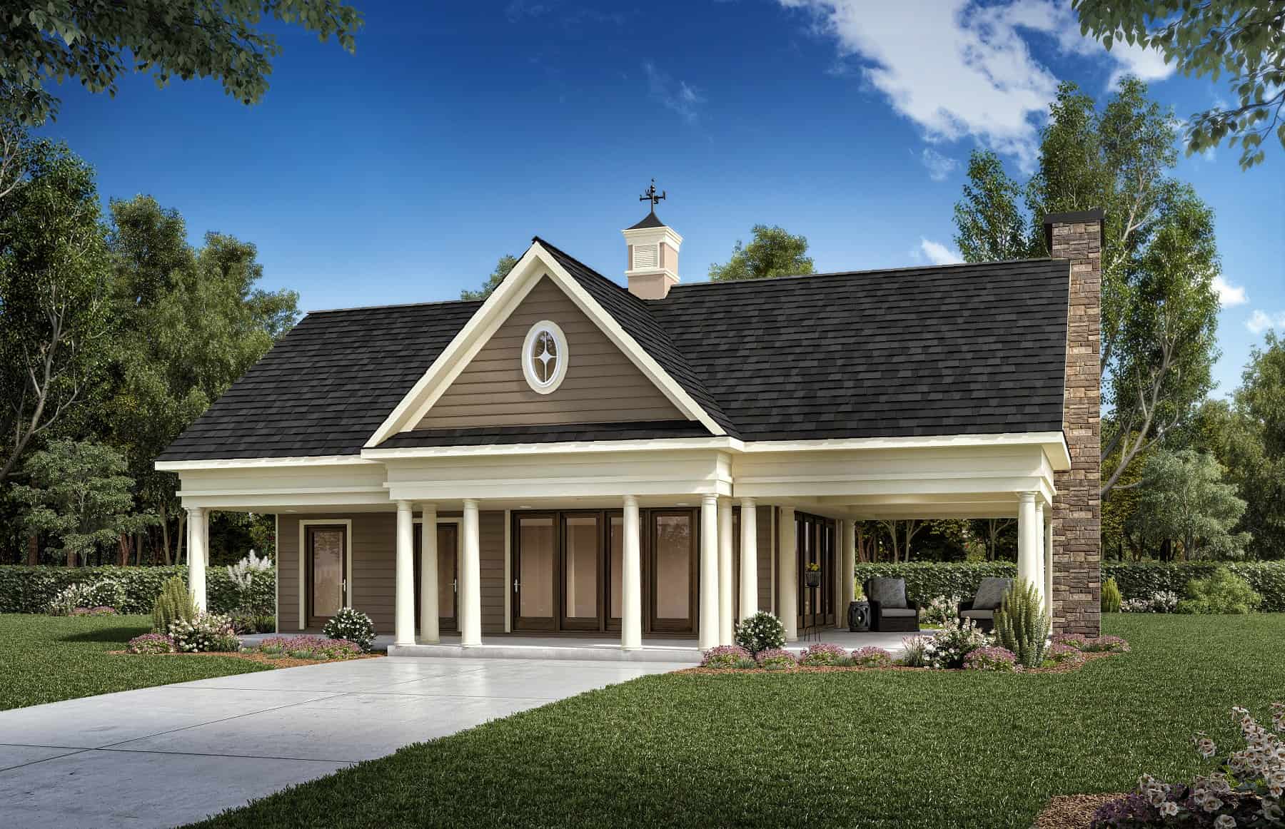 700 Sq Ft Pool House Plan - 213-1025 - Main Exterior