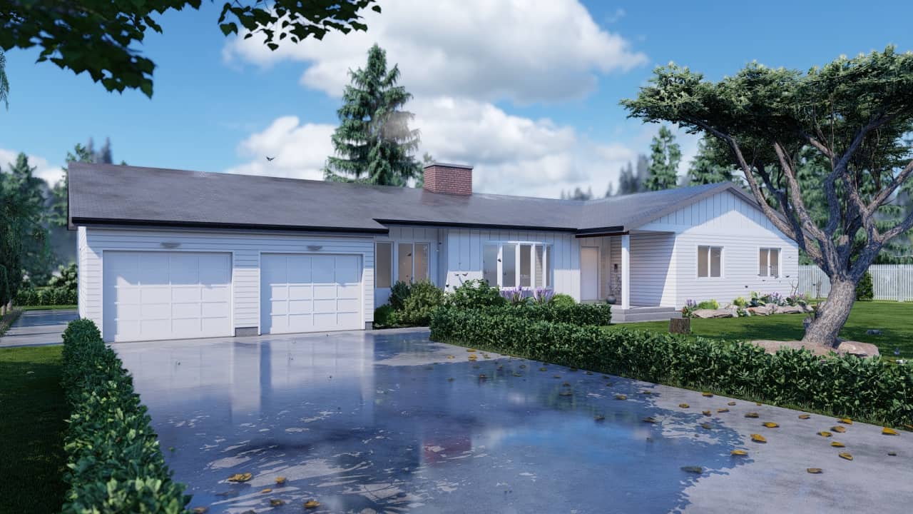 4-Bedroom, 2112 Sq Ft Ranch Home Plan - 215-1000 - Main Exterior