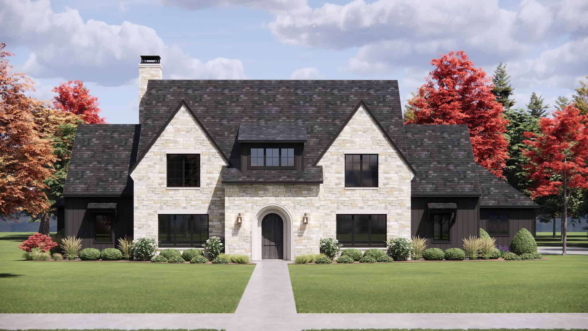 Front elevation of Modern Farmhouse home (ThePlanCollection: House Plan #220-1025)