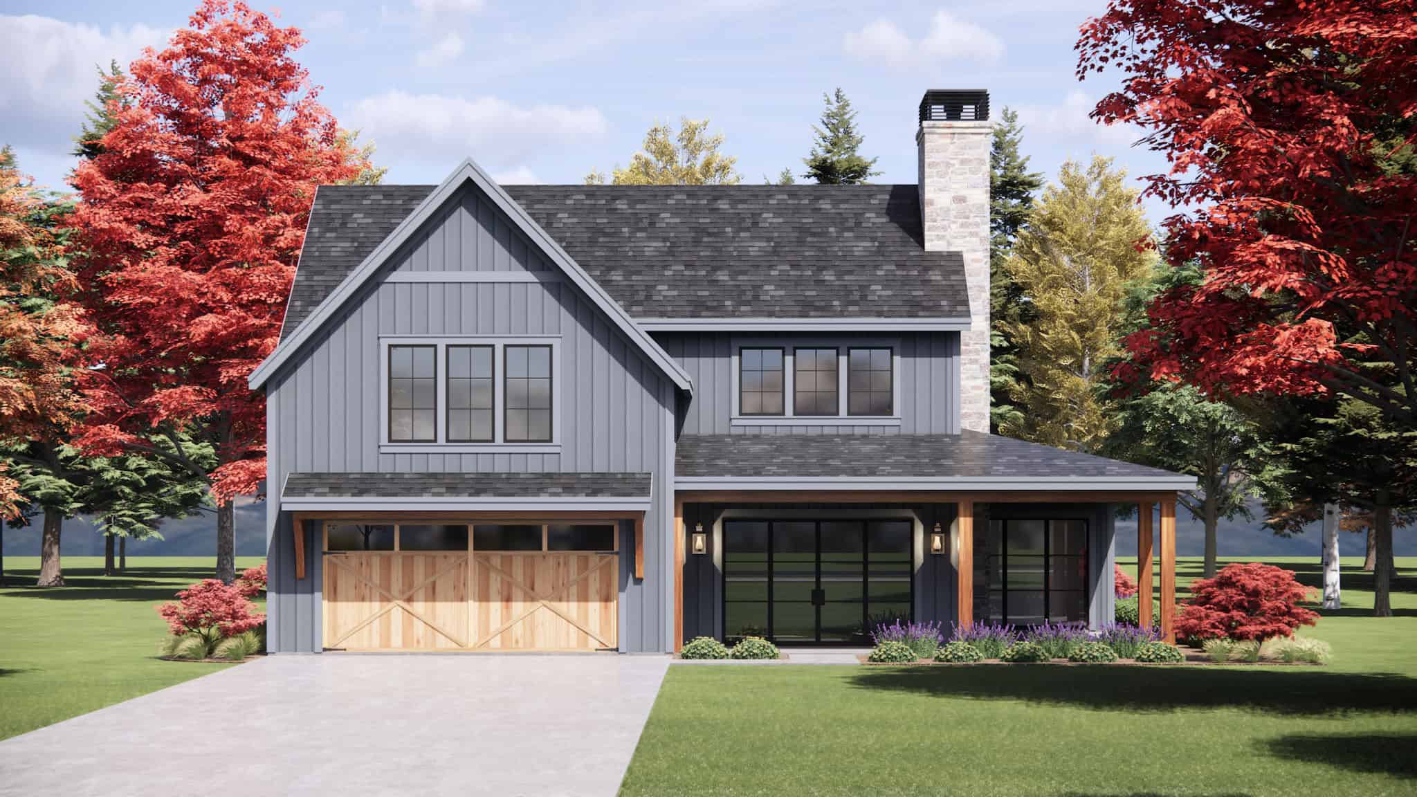 Front elevation of Modern Farmhouse home (ThePlanCollection: House Plan #220-1026)