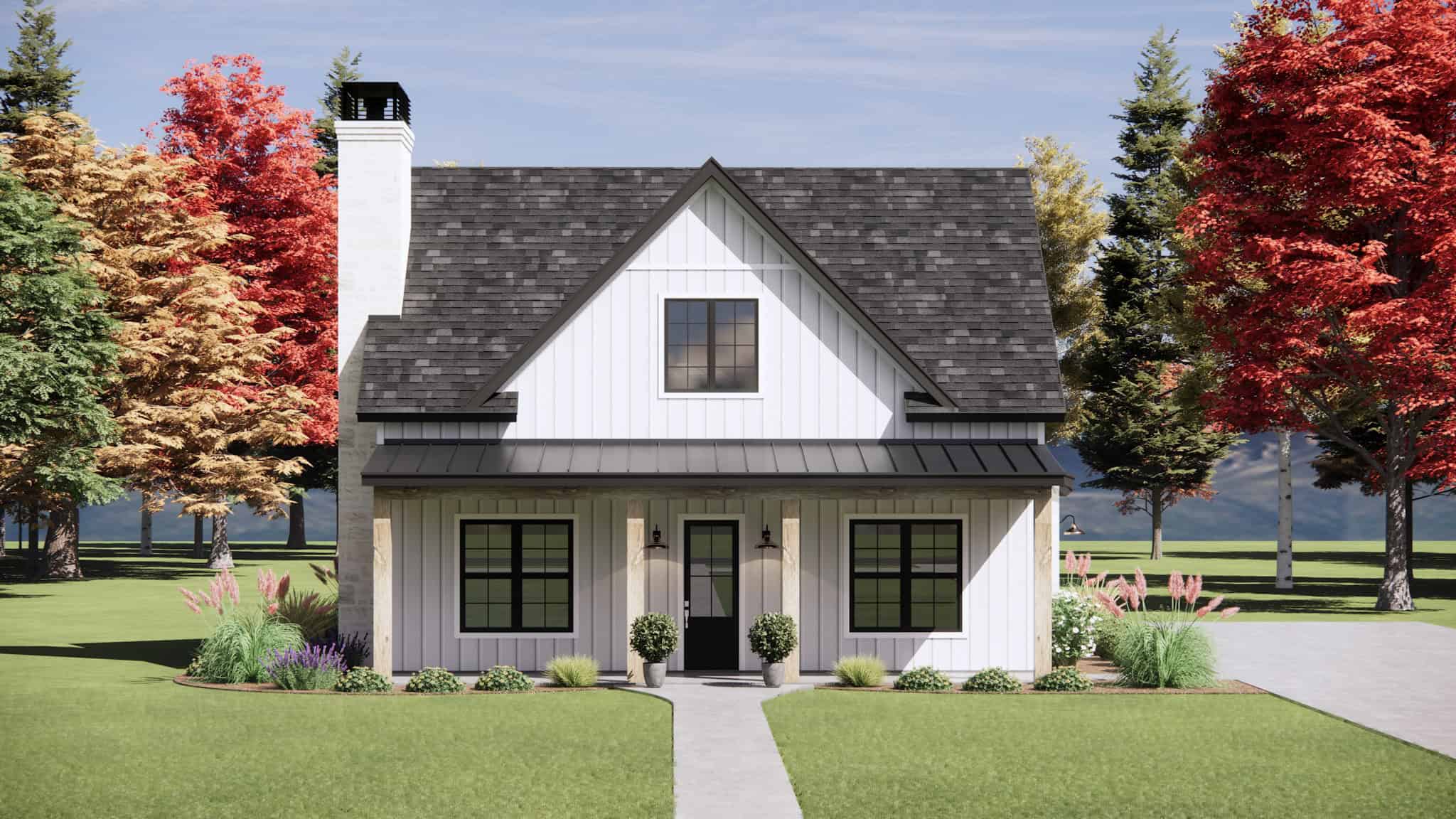 Front elevation of Modern Farmhouse home (ThePlanCollection: House Plan #220-1035)