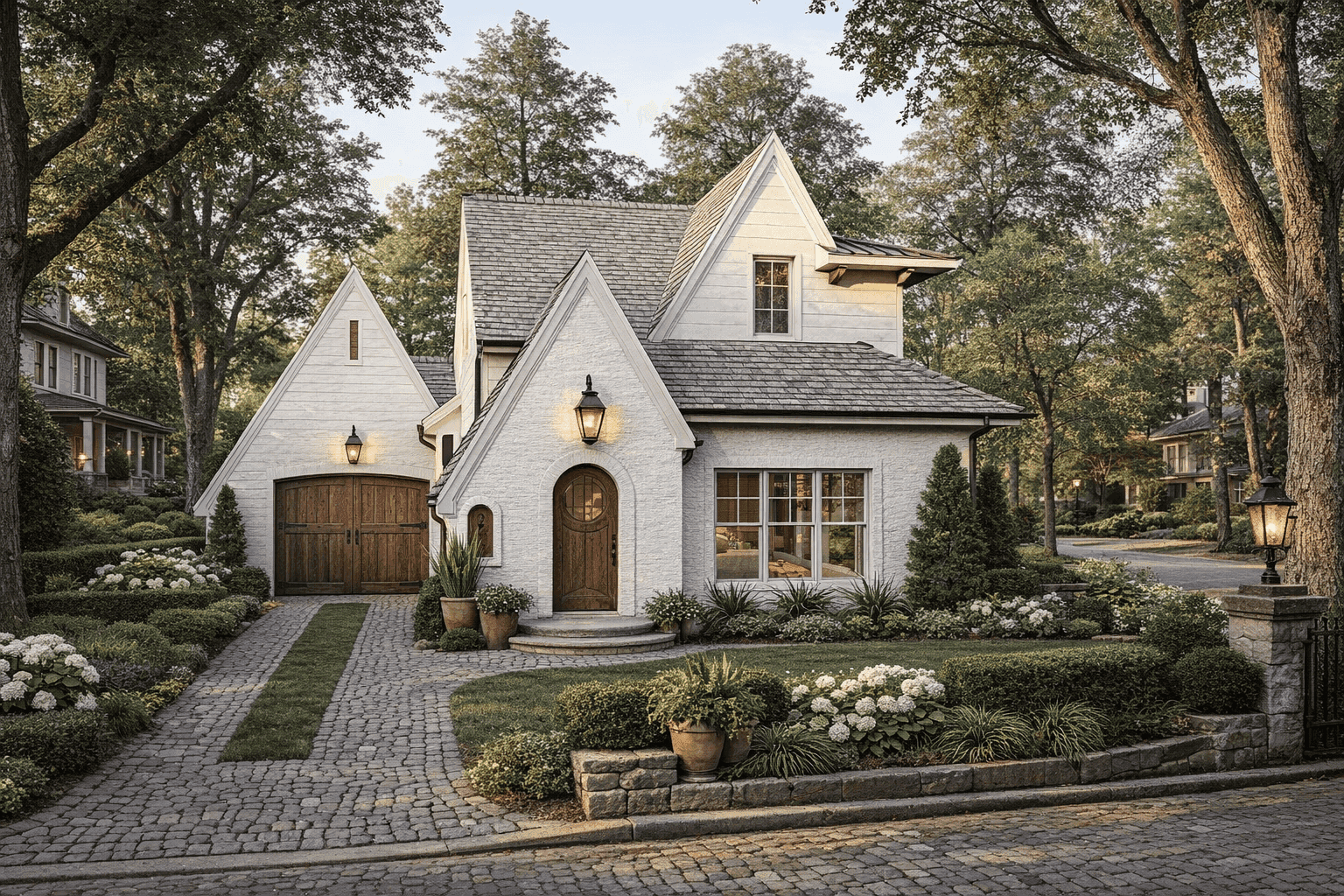 Front elevation of European home (ThePlanCollection: House Plan #221-1007)