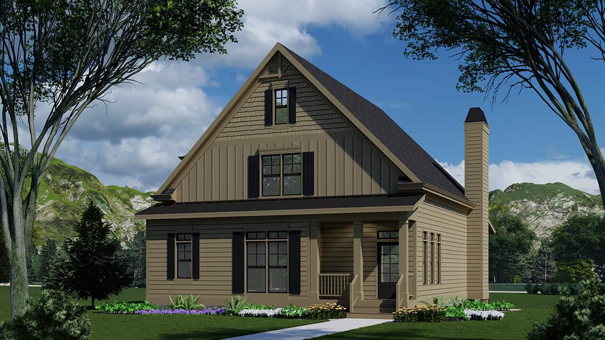 Front elevation of Farmhouse home (ThePlanCollection: House Plan #225-1093)