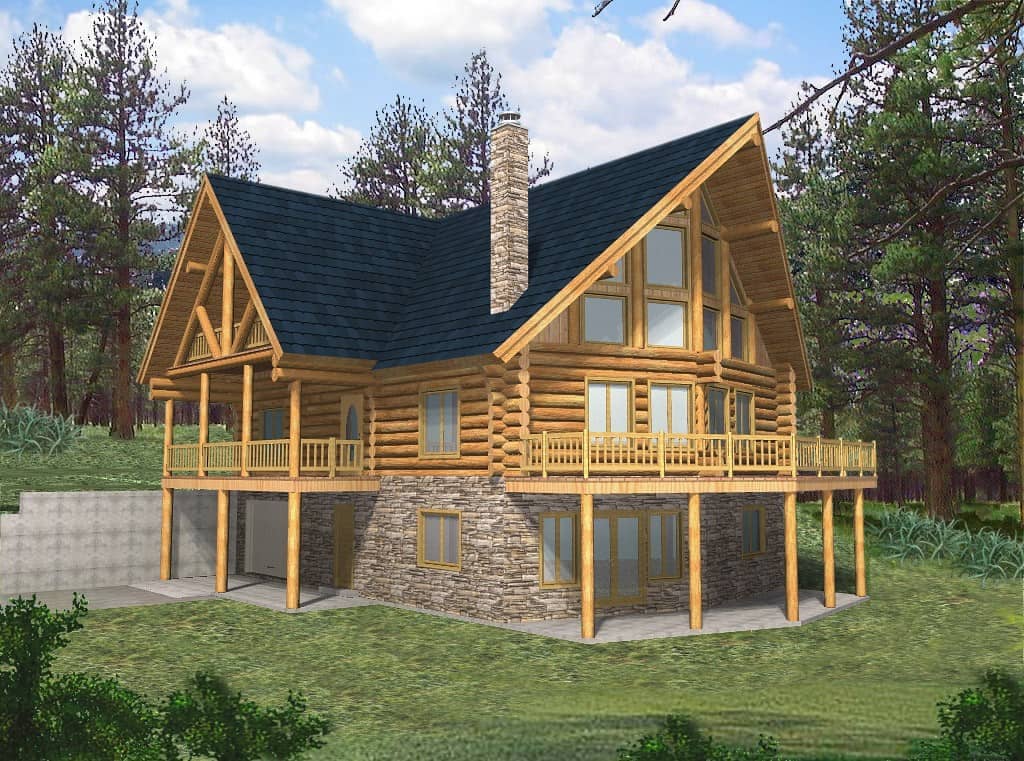 Front elevation of Cabin home (ThePlanCollection: House Plan #132-1805)