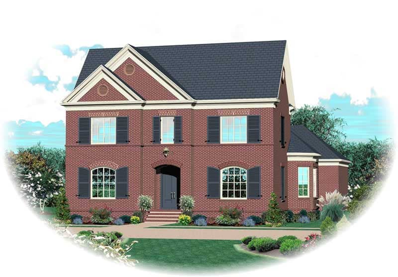 Front view of Southern home (ThePlanCollection: House Plan #170-1039)
