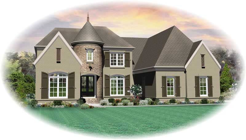 Front view of Southern home (ThePlanCollection: House Plan #170-1060)