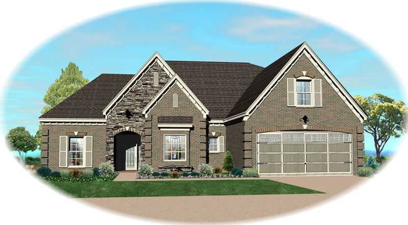 Front view of Southern home (ThePlanCollection: House Plan #170-1577)