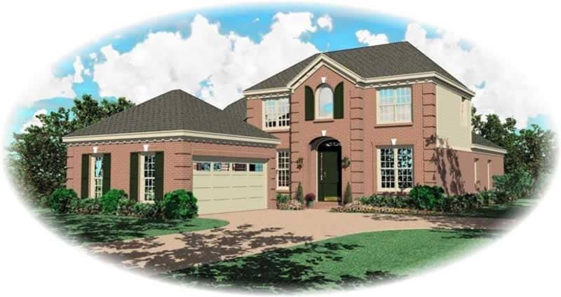 Front view of French home (ThePlanCollection: House Plan #170-2131)