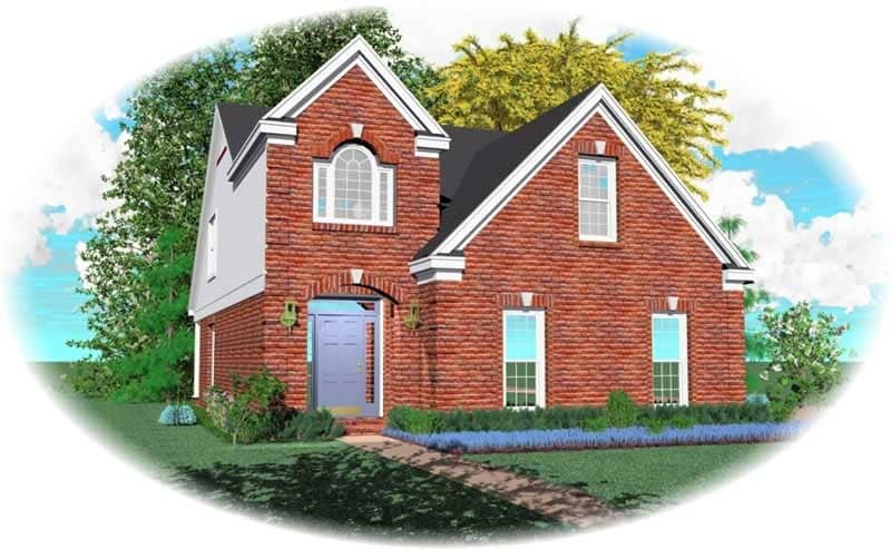 Front view of French home (ThePlanCollection: House Plan #170-2646)