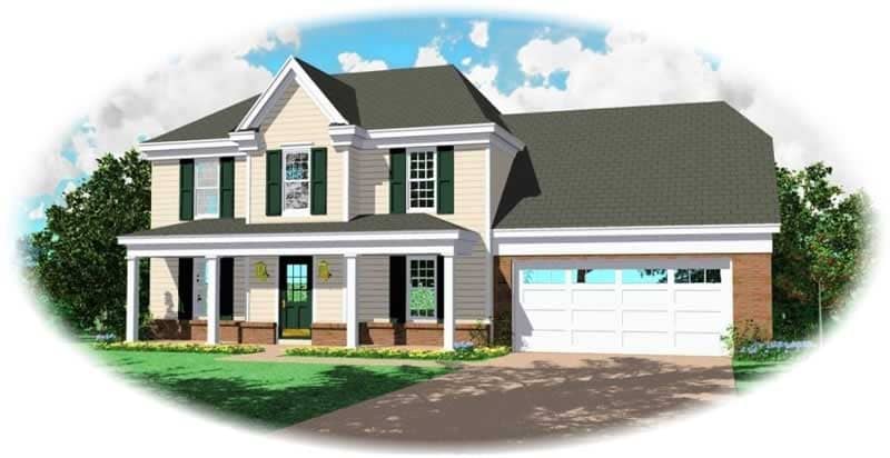 Front view of Country home (ThePlanCollection: House Plan #170-2703)