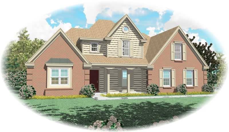 Front view of French home (ThePlanCollection: House Plan #170-2715)