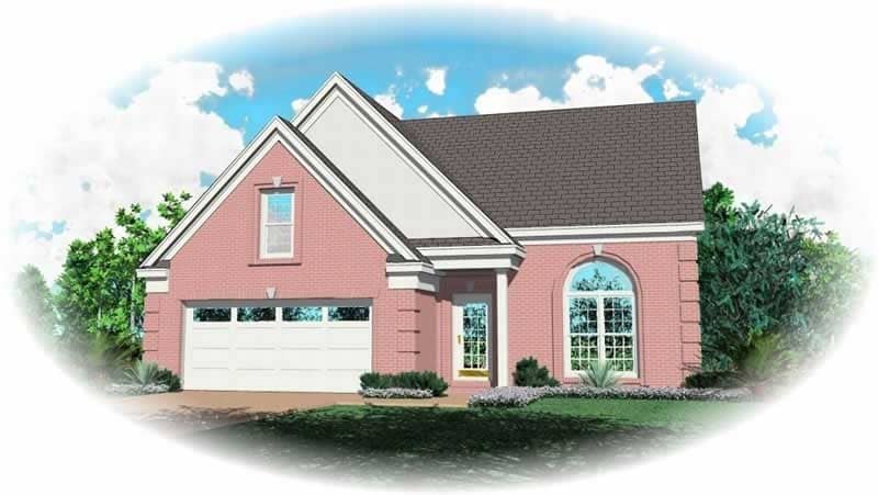 Front view of French home (ThePlanCollection: House Plan #170-2849)