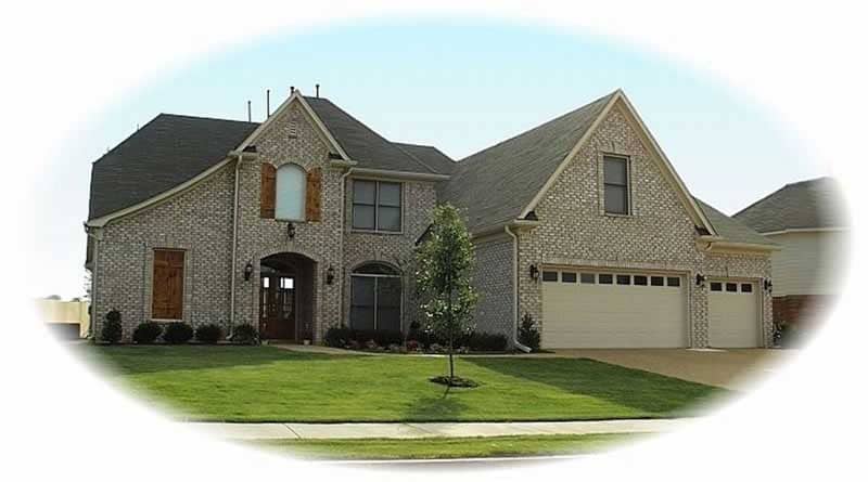 Front view of French home (ThePlanCollection: House Plan #170-2910)