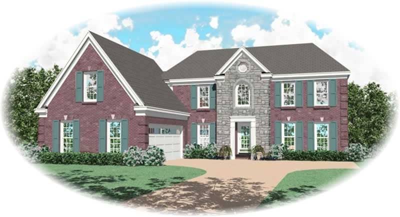 Front view of French home (ThePlanCollection: House Plan #170-2949)