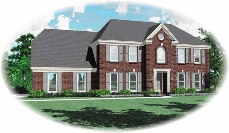 Front view of French home (ThePlanCollection: House Plan #170-2950)