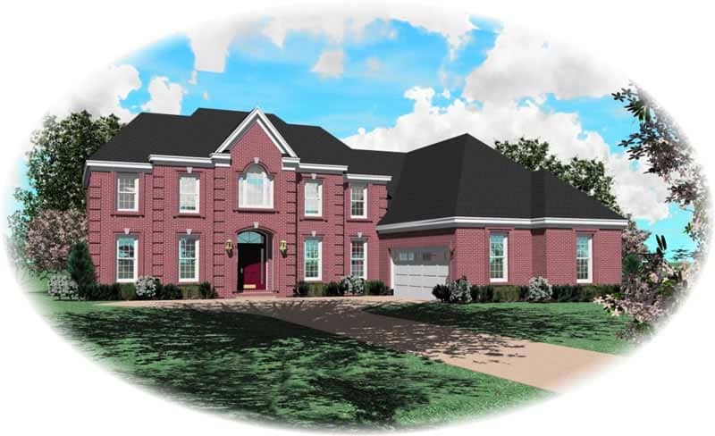 Front view of French home (ThePlanCollection: House Plan #170-2967)