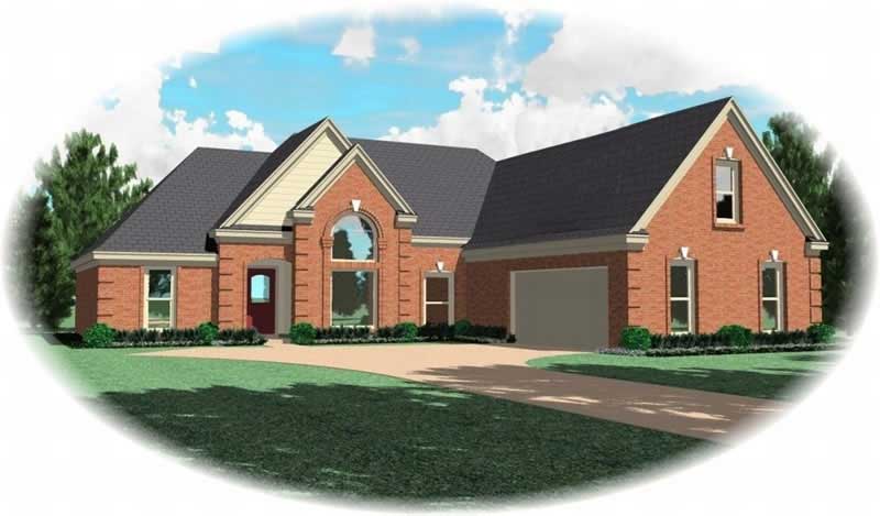 Front view of French home (ThePlanCollection: House Plan #170-2987)