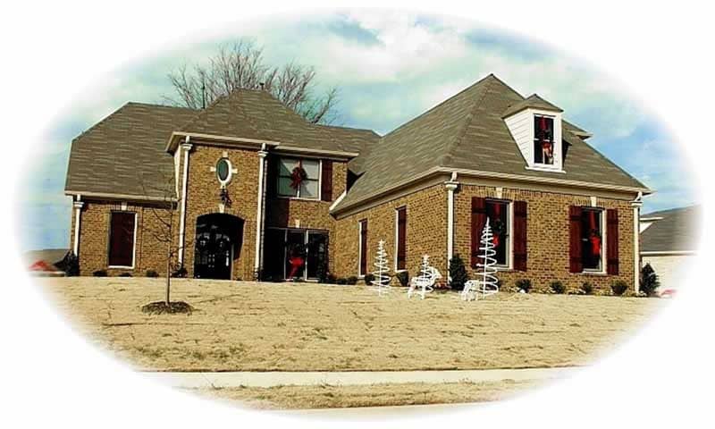 Front view of French home (ThePlanCollection: House Plan #170-3016)