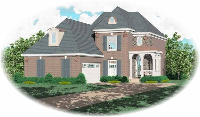 Front view of Country home (ThePlanCollection: House Plan #170-3207)