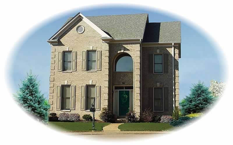 Front view of Traditional home (ThePlanCollection: House Plan #170-3211)